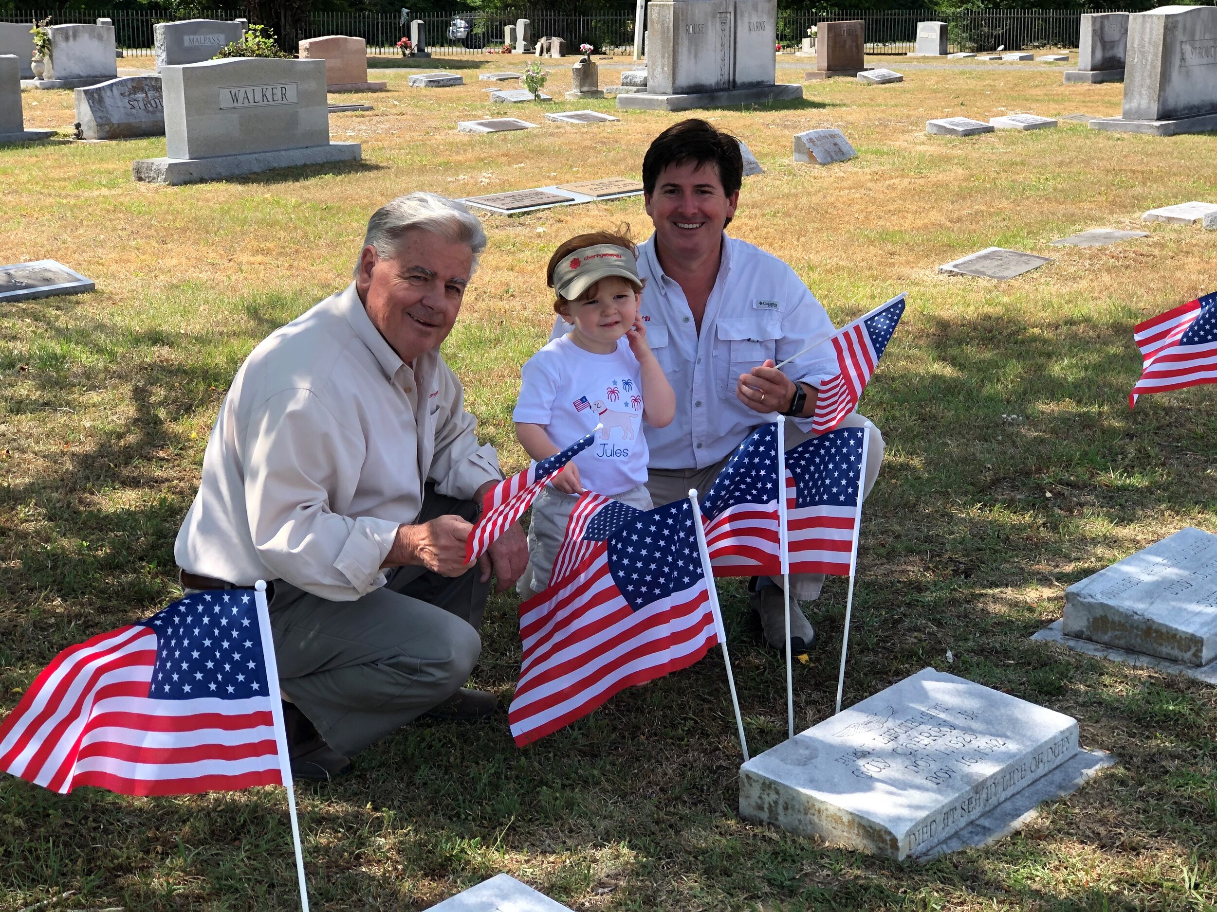 In honor of Memorial Day, Jay, Jason and Jules Cherry pay respect to Guy T. Cherry, Jr. (Cherry Oil founder’s son), who served in the Civil Air Patrol and died at sea in 1942, while serving our great country.